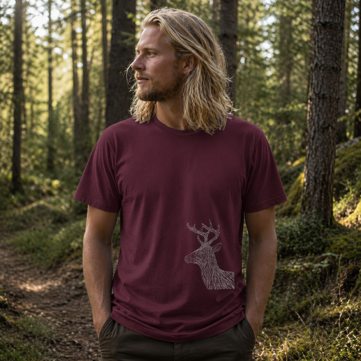 Linienhirsch – T-Shirt – Heavy Cotton Unisex – K4
