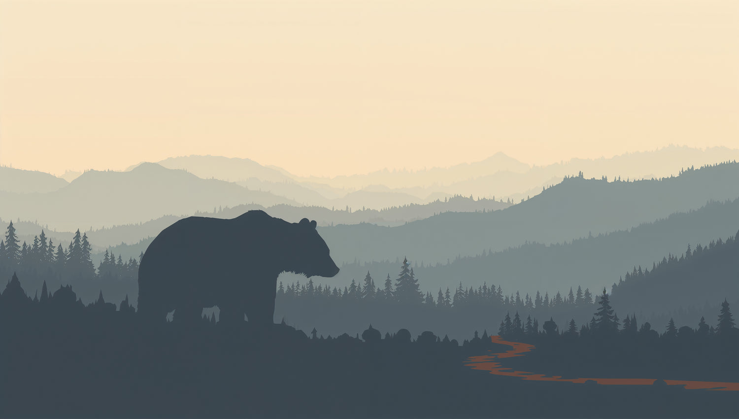 Minimalistische Linienzeichnung eines Bären vor heller Naturkulisse – Hero-Bild des ERDNAHT Journals