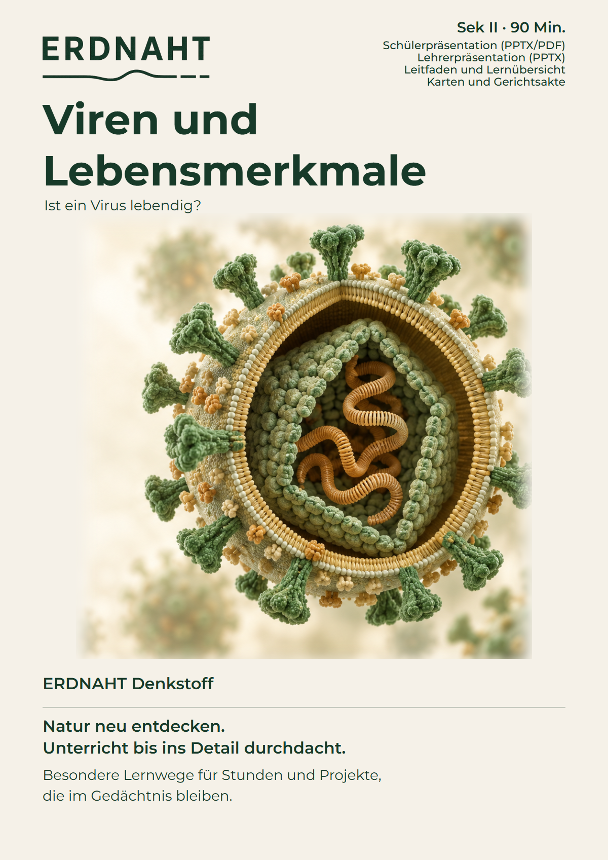 Viren und Lebensmerkmale. Cover. Sek II. Denkstoff.