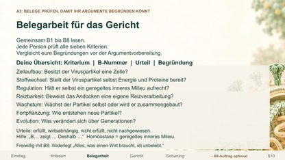 Viren und Lebensmerkmale. Galerie 3. Sek II. Denkstoff.
