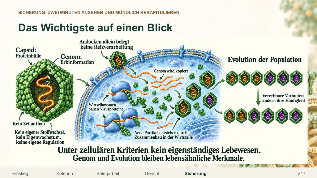 Viren und Lebensmerkmale. Galerie 4. Sek II. Denkstoff.