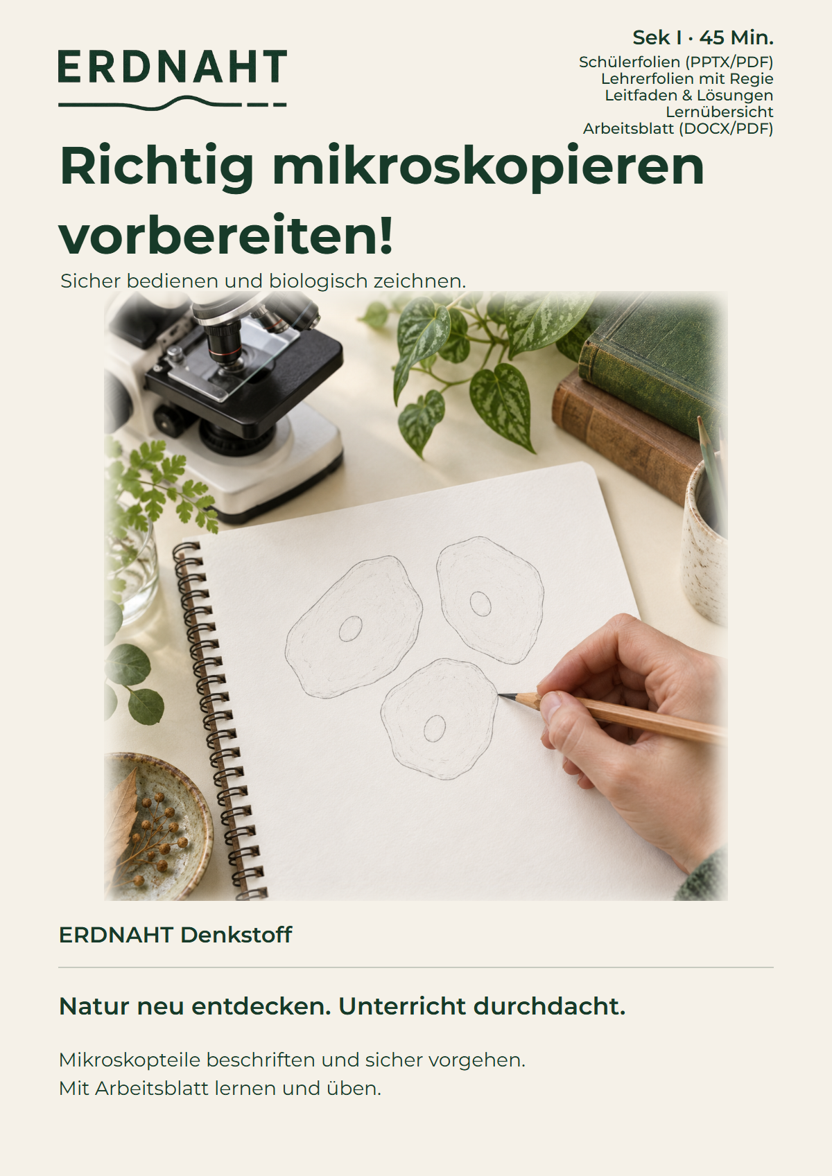 Richtig mikroskopieren vorbereiten!. Cover. Sek I. Denkstoff.