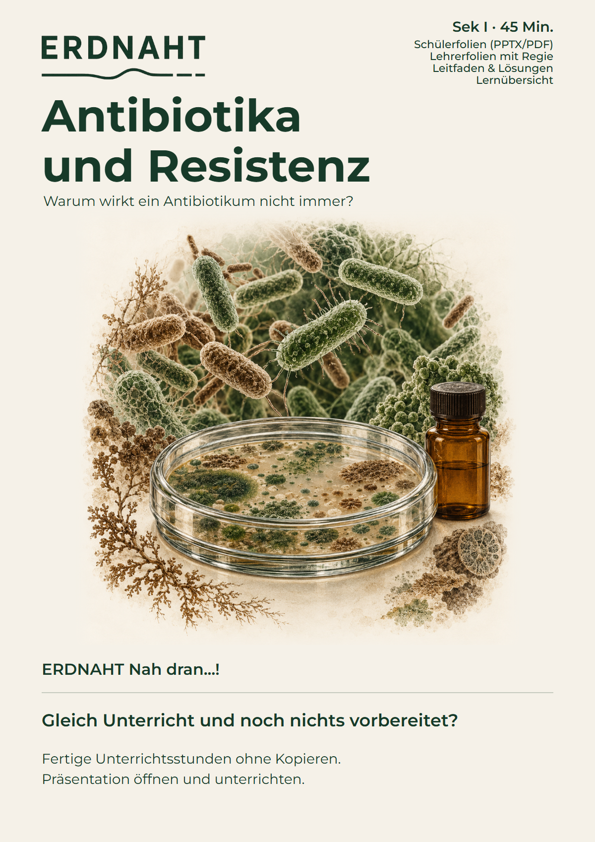 Antibiotika und Resistenz. Cover. Sek I. Nah dran...!.
