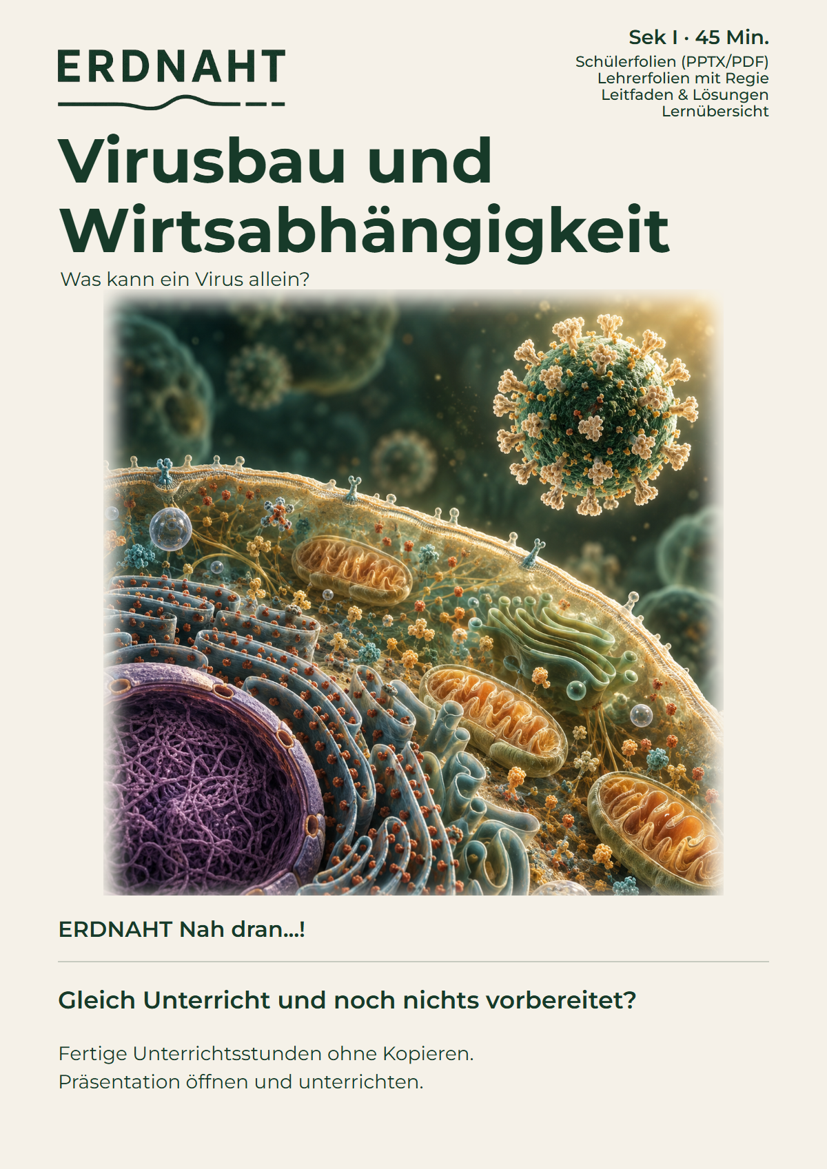 Virusbau und Wirtsabhängigkeit. Cover. Sek I. Nah dran...!.