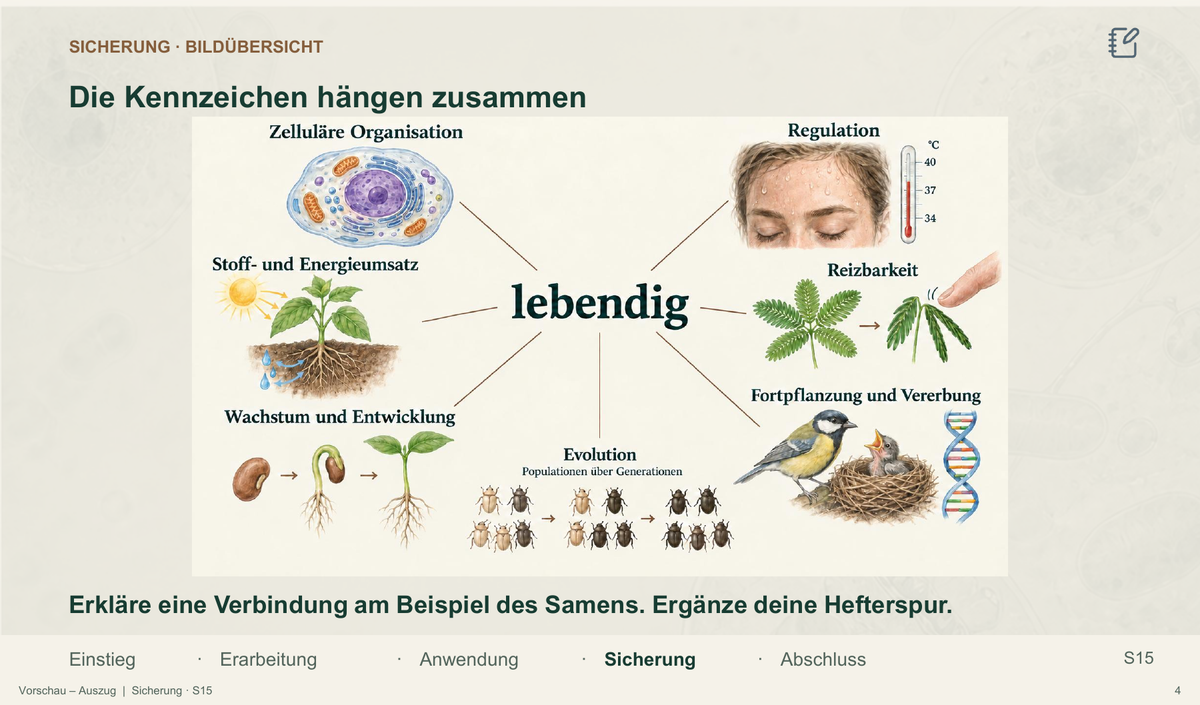 Kennzeichen des Lebendigen. Galerie 04 Sicherung. Sek II. Nah dran...!.
