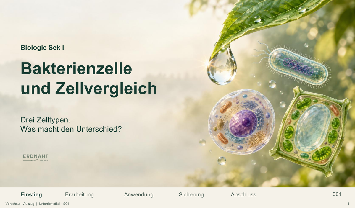 Bakterienzelle und Zellvergleich. Galerie 01 Titel. Sek I. Denkstoff.